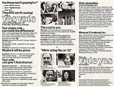 Schools for the City Campaign Literature, 1973